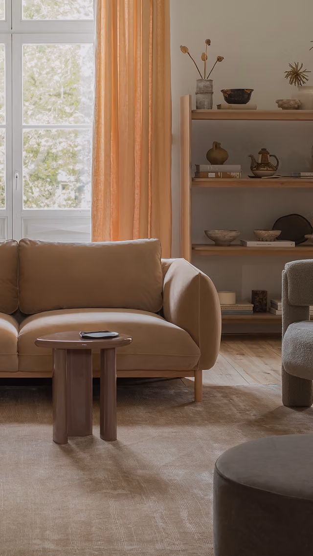 Modulares Ecksofa Nuria in hellem Strukturstoff – Micadoni.