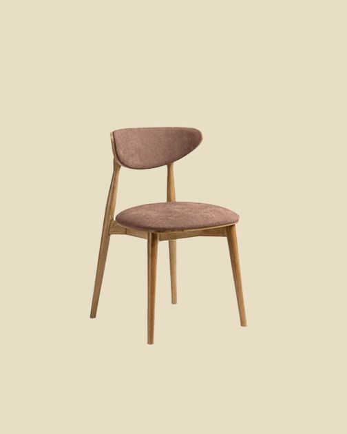 Chaise Micadoni Rina en bois de chêne, assise chenille rose poudré