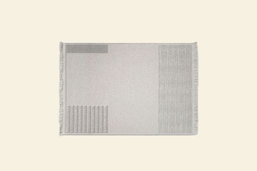 Tapis en laine Micadoni Form en gris, motif géométrique, bords à franges