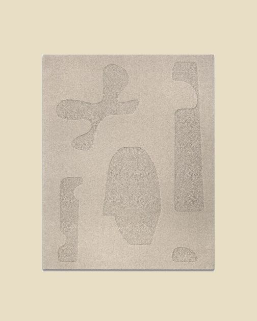 Tapis en laine Micadoni Flow en beige, motif abstrait sculptural