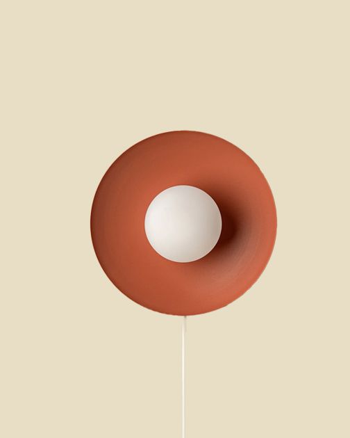 Applique murale Micadoni Mist en rouille, disque rond, ampoule globe