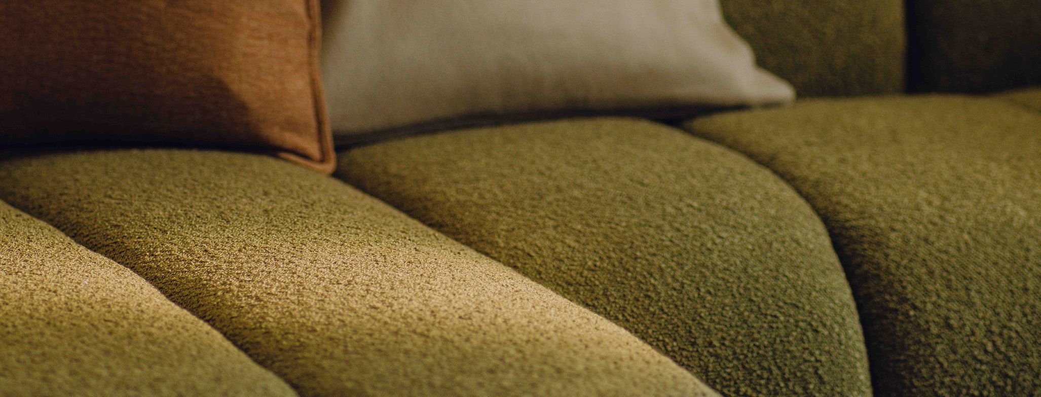 Close-up of a woven beige upholstery fabric