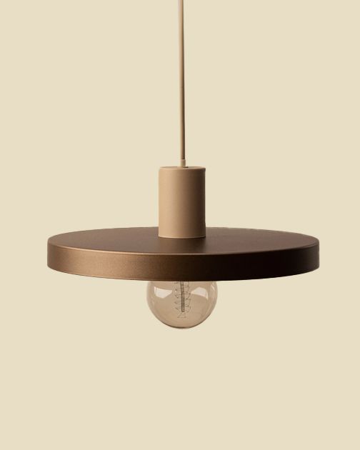 Suspension Micadoni Ori en bronze, abat-jour disque plat