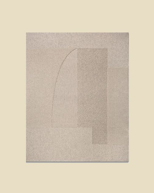 Tapis en laine Micadoni Constructo en beige, motif géométrique arqué