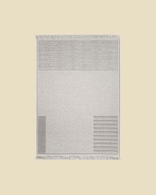 Tapis en laine Micadoni Form en gris, motif géométrique, bords à franges