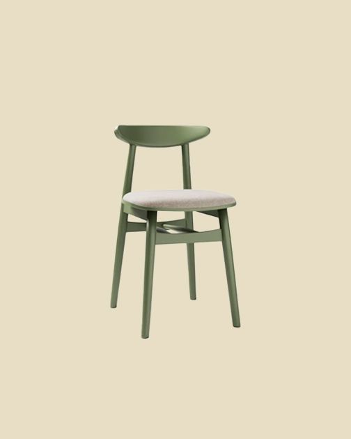 Chaise Micadoni Bony en bois olive, assise en tissu crème