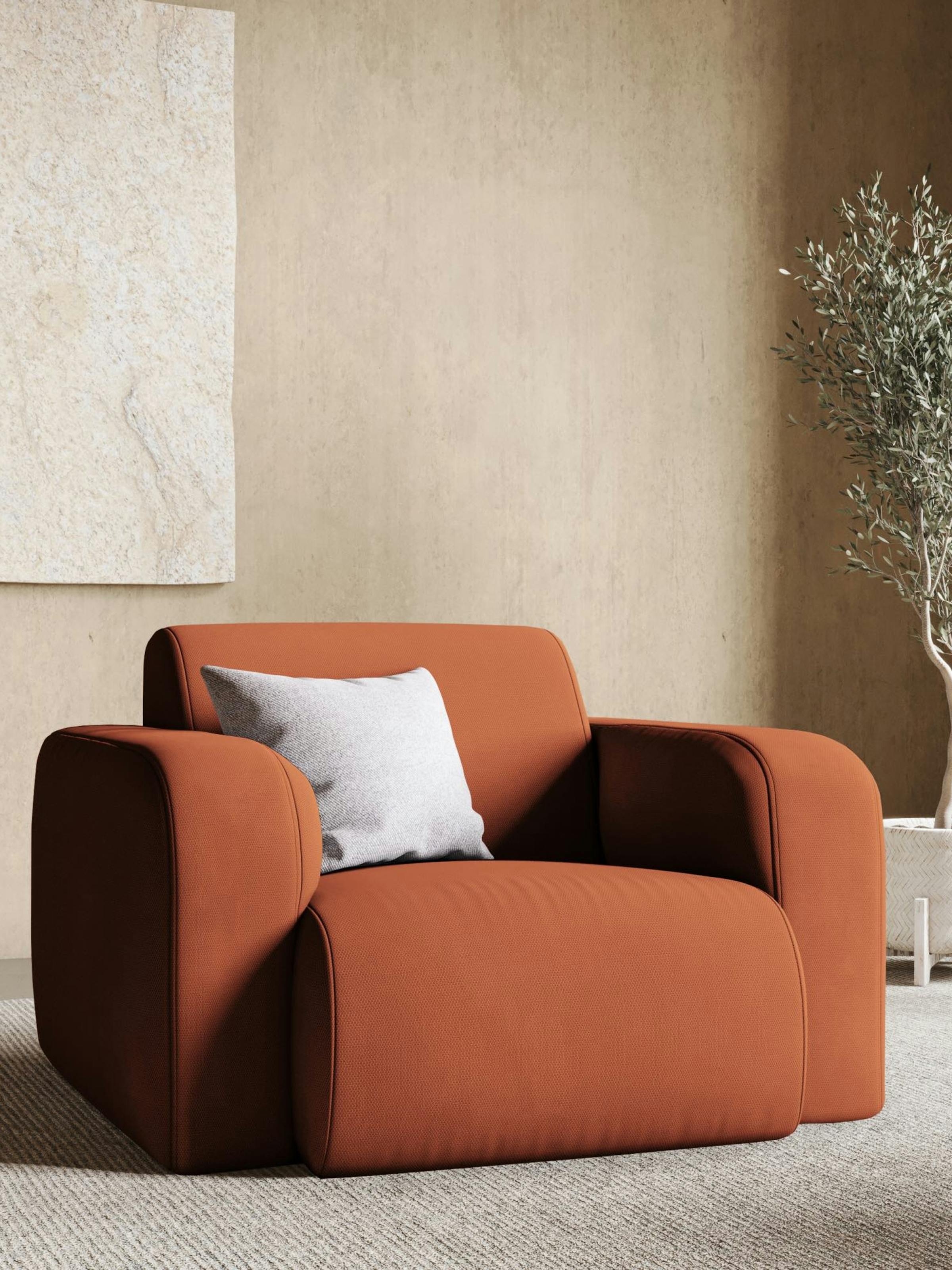 Molino armchair in terra cotta color